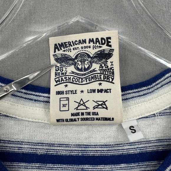 JUNGMAVEN EDDIE BAUER Jung T-shirt Mens Small Striped White Blue Short Sleeve - Picture 9 of 11
